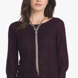 WHBM Fabric Beaded Chain Y-Necklace and Earrings